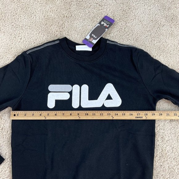 Fila Long Sleeve French Terry Crewneck Sweatshirt Alexa Black Women's  XS NWT - Picture 9 of 12